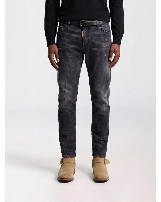 DSquared² Black 642 Straight Stretch Denim Jeans for men