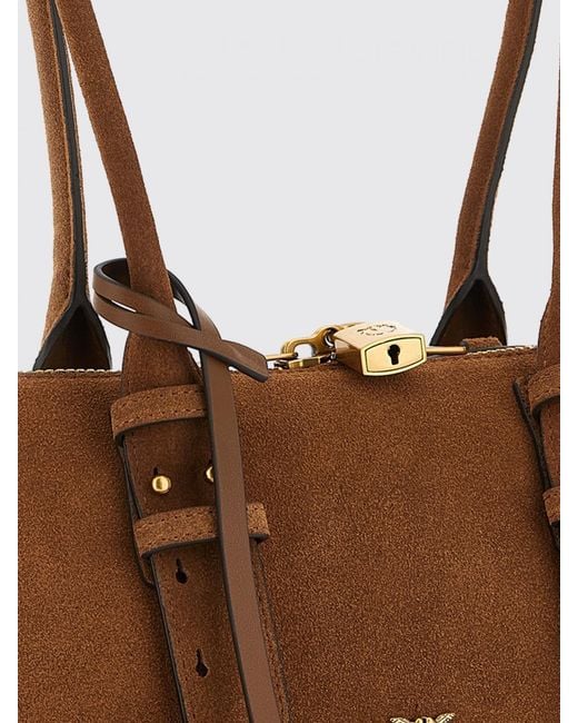 Pinko Brown Escape Bag Horizontal Suede Bag