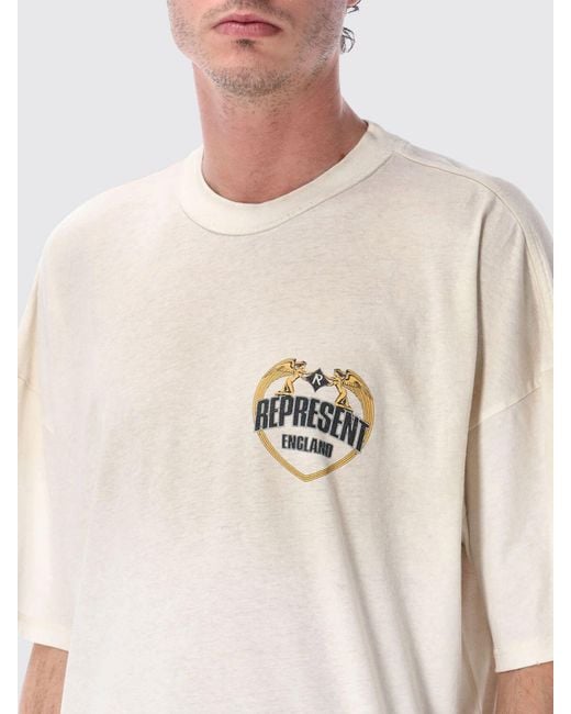 Represent White Cotton Crew-Neck T-Shirt With Logo for men