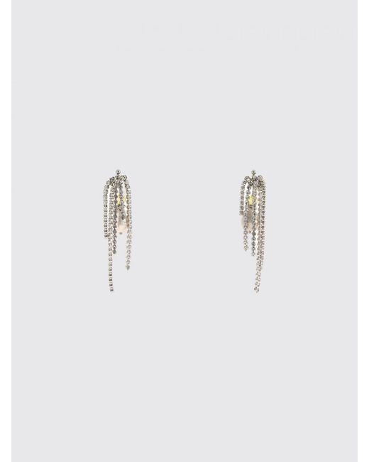 Dries Van Noten Blue Brass Earrings With Rhinestones And Pearls