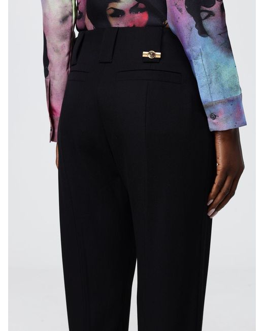 Versace Blue Viscose Cropped Fit Trousers