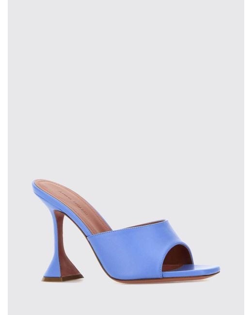 AMINA MUADDI Blue Lupita Croc-Print Leather Mules