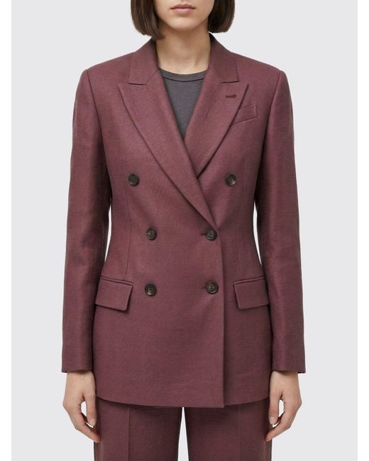Brunello Cucinelli Purple Double-Breasted Linen Blazer