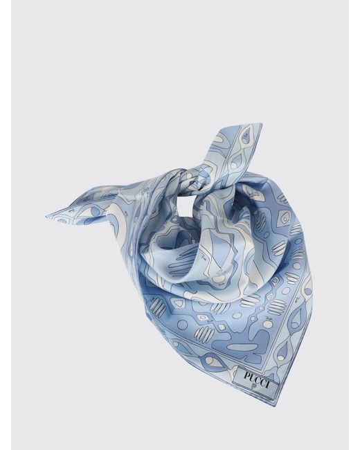 Emilio Pucci Blue Printed Silk Scarf