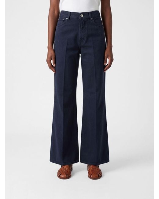 Dondup Blue Wide Leg Stretch Denim Jeans