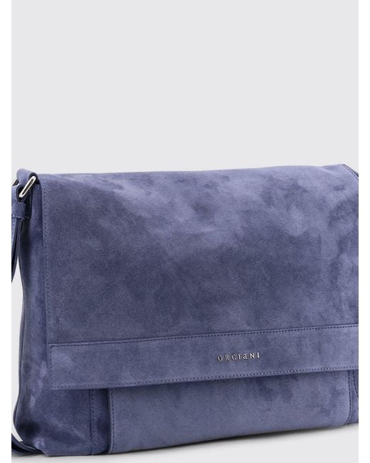 Orciani Purple Suede Shoulder Bag for men