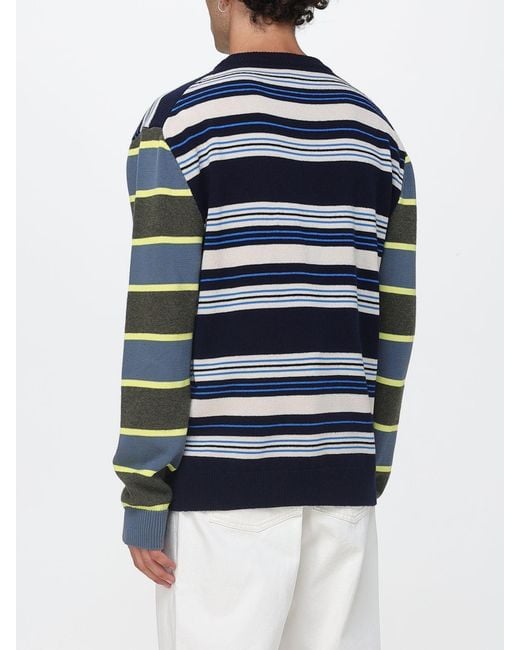 Paul Smith Blue Relaxed Fit Multicolour Stripe Wool And Cotton Crewneck Jumper for men