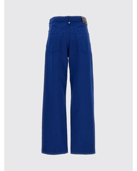 Max Mara Blue Cotton And Linen Trousers