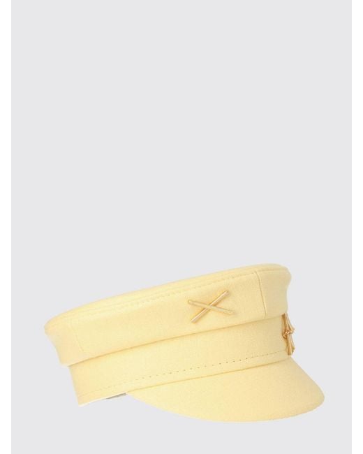 Ruslan Baginskiy Yellow Linen Baker Boy Hat With Rigid Visor And Appliqué Logo