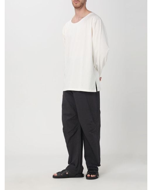 T-shirt in cotone e lino di Lemaire in White da Uomo