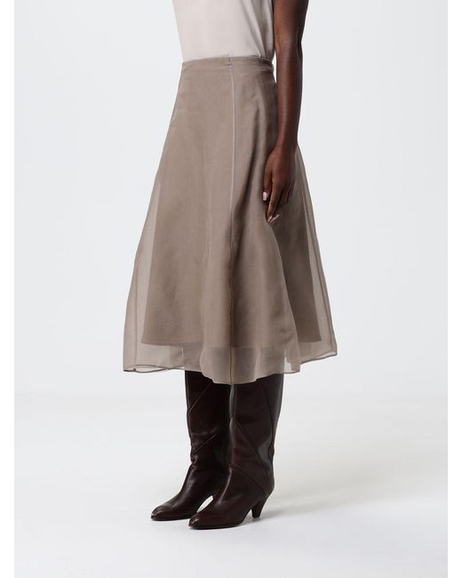Brunello Cucinelli Natural Silk Circle Midi Skirt