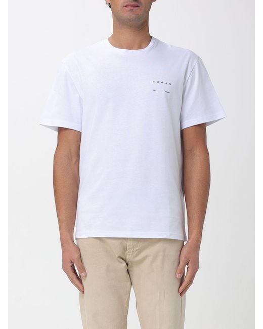 Hogan White Cotton T-Shirt With Logo for men