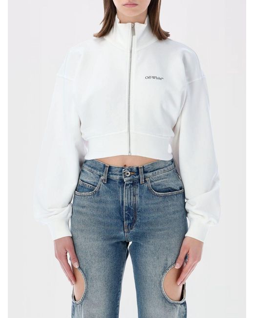 Off-White c/o Virgil Abloh Blue Cropped Cotton Sweatshirt