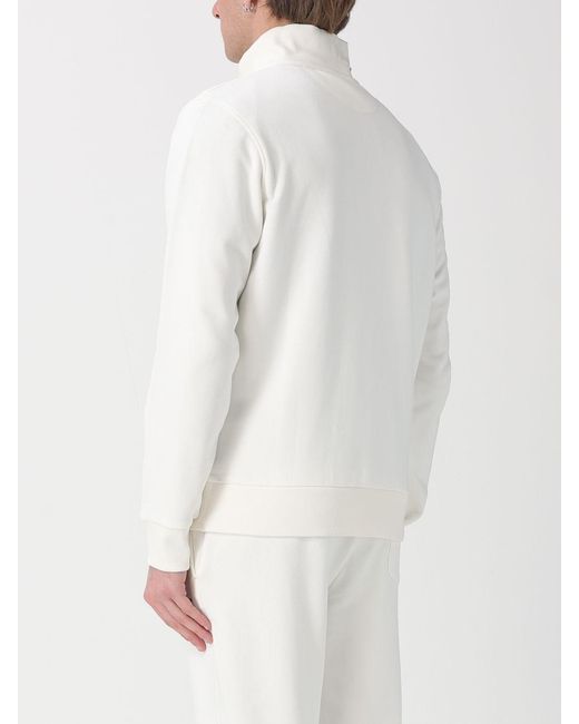 La Martina White Cotton Zip Up Sweatshirt for men