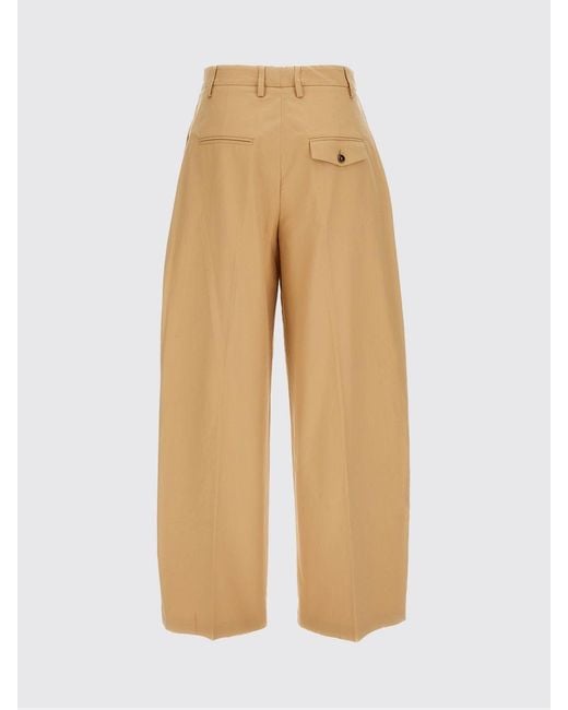 Alberto Biani Natural High-Waisted Tailored Flared Cotton Trousers