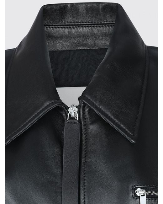 Jil Sander Black Leather Bomber Jacket