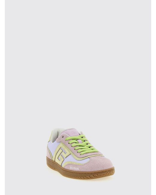 Balmain White Swan Suede And Mesh Sneakers