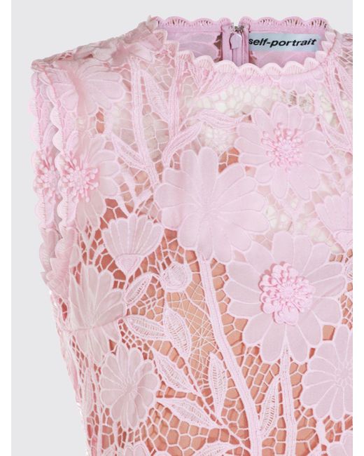 Self-Portrait Pink A-Line Off-The-Shoulder Lace Ceremony Mini Dress