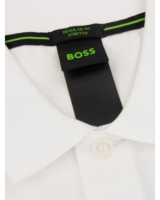 Boss White Cotton Polo Shirt for men