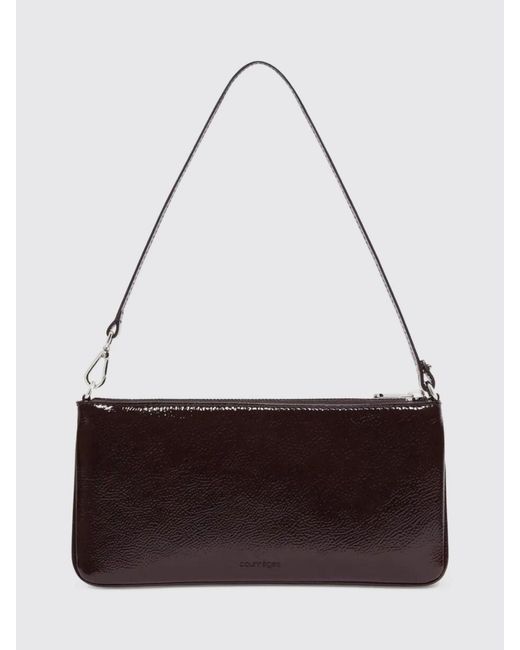 Courreges Red CourrÈ Ges Small Crinkled-Effect Patent Leather Shoulder Bag