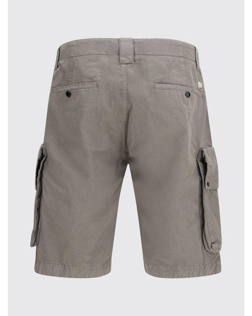 C P Company Gray Cotton Cargo Shorts for men