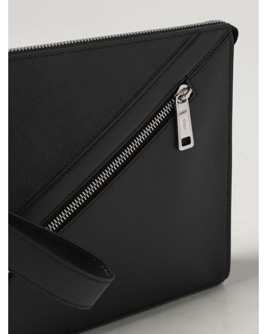 Fendi Black `Ff` Clutch Bag for men