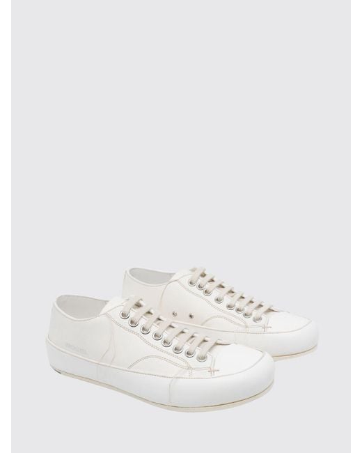 Premiata White Low Top Smooth Calfskin Leather Trainers With A Laminated Side Logo for men