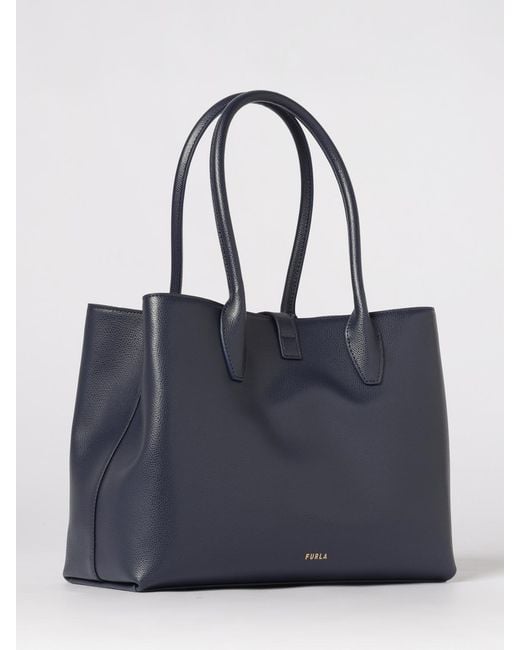 Furla Blue Goccia Grained Leather Bag