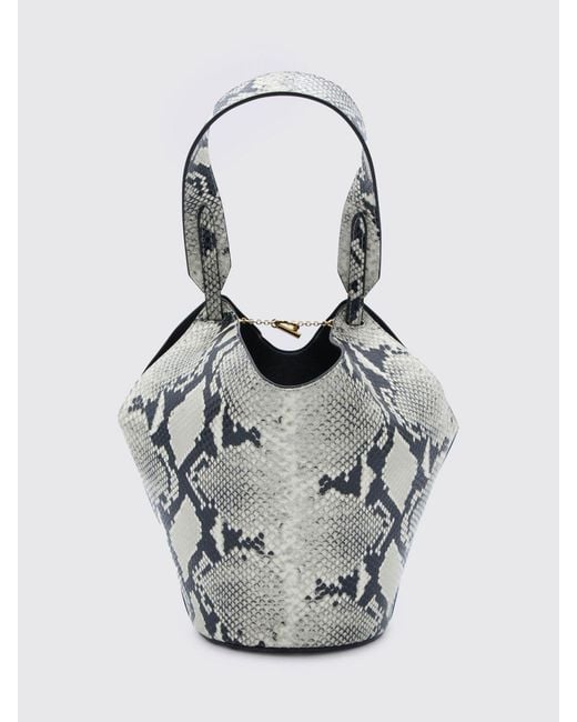 Khaite White Lotus Python Print Leather Bag