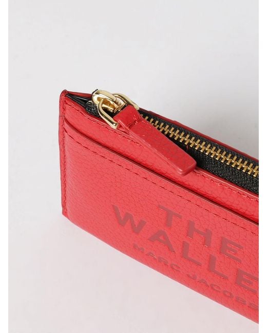 Marc Jacobs Red The Top Zip Multi Grained Leather Wallet