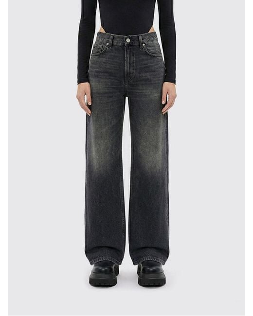 Haikure Black Cotton Denim Wide Leg Jeans