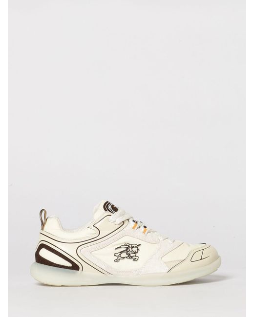 Burberry White Ekd Low-Top Synthetic Leather Sneakers for men