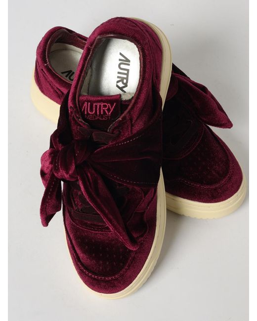 Autry Red Medalist Velvet Sneakers With Bow