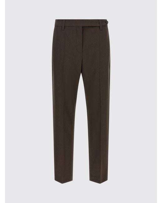 Brunello Cucinelli Brown Slim Fit Stretch-Virgin Wool Trousers With Monili Embroidery