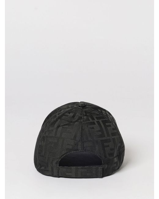 Fendi Black Ff Jacquard Nylon And Leather Hat for men