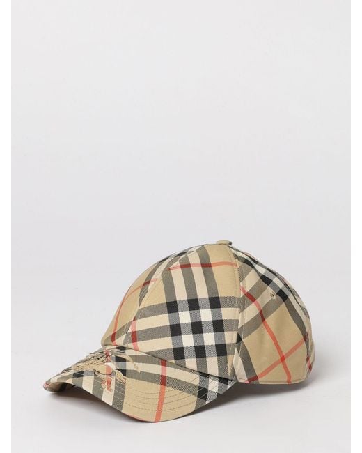 Burberry Natural Cotton Check Baseball Cap for men