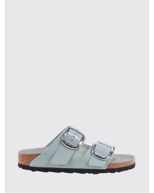 Birkenstock White Arizona Big Buckle Brushed Leather Sandals