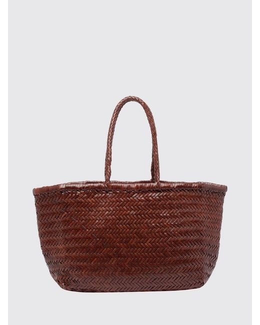 Dragon Diffusion Brown Woven Leather Handbag With Double Handle
