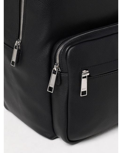 Boss Black Ray Grained Faux Leather Backpack for men