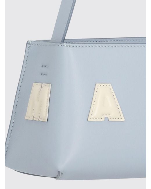 Marni Blue Calfskin Shoulder Bag With Logo