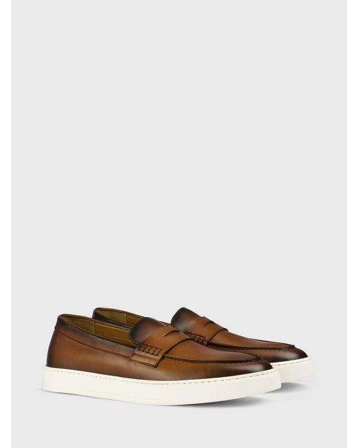 Doucal's White Leather Loafers for men