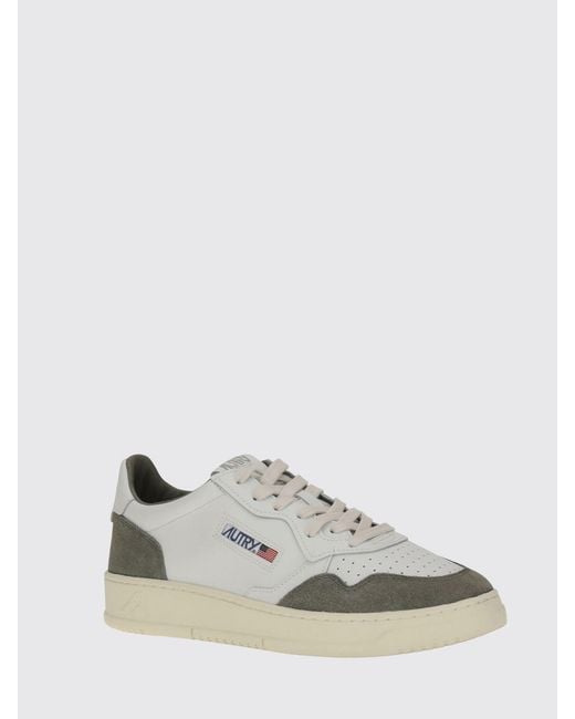 Autry White Medalist Low Two-Tone Calfskin And Suede Trainers for men