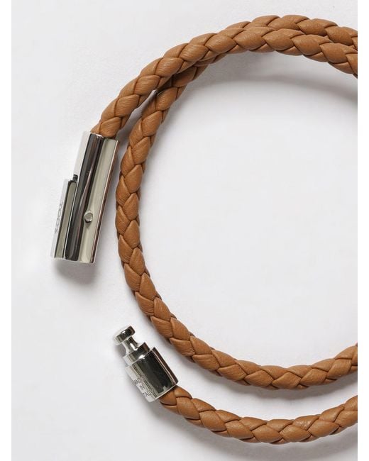 Tod's Brown Braided Leather Bracelet for men