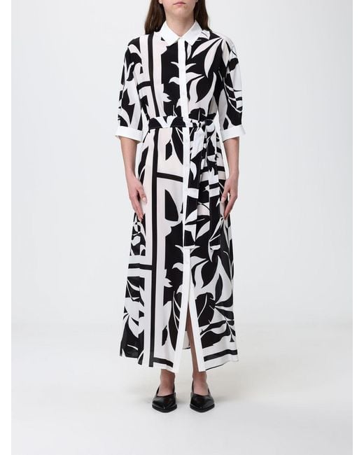 Max Mara White Floral Print Silk Shirt Dress