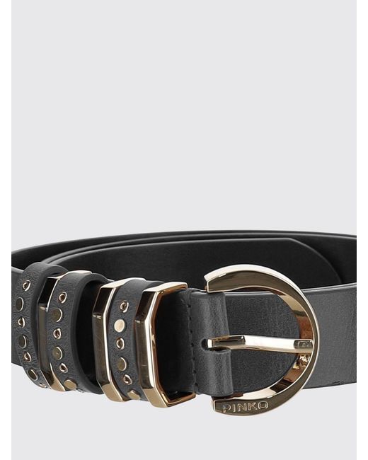 Pinko Gray Leather Belt With Mini Studs
