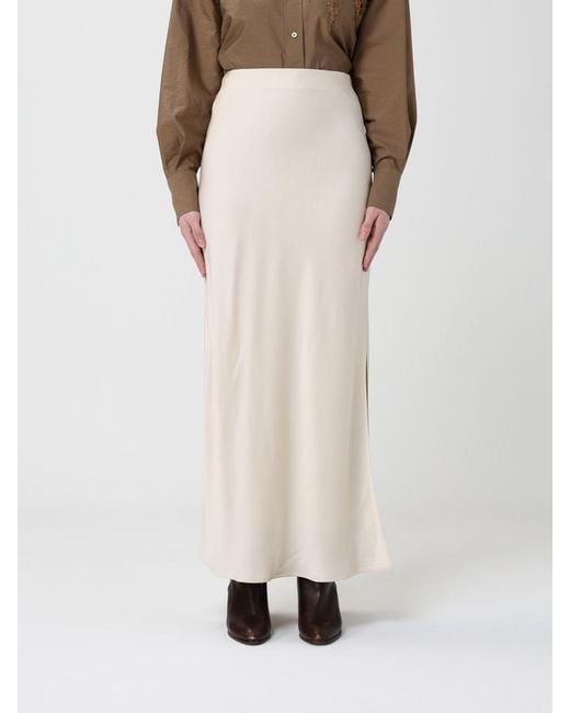 Brunello Cucinelli White Long Satin Skirt