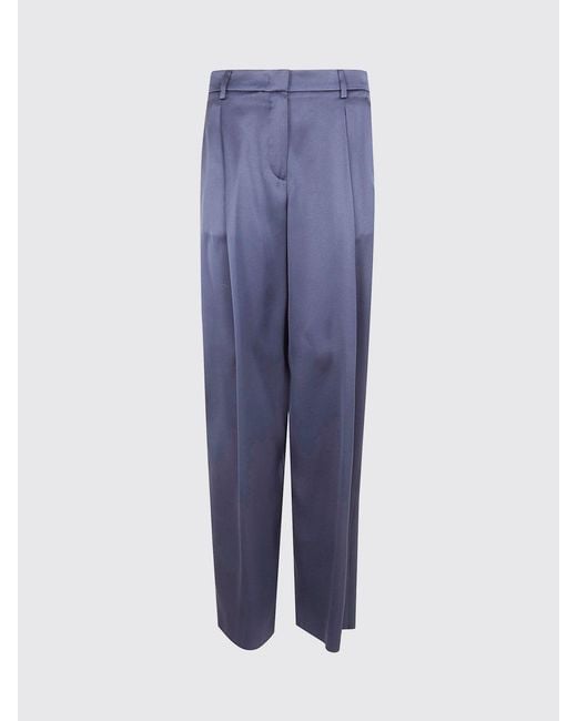 Giorgio Armani Blue Silk Palazzo Trousers
