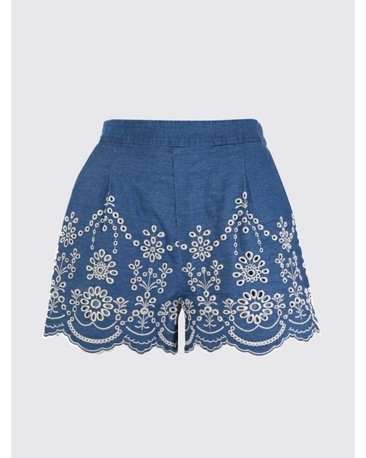 Mc2 Saint Barth Blue Striped Cotton Shorts