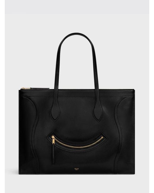 Céline Black Leather Shoulder Tote Bag