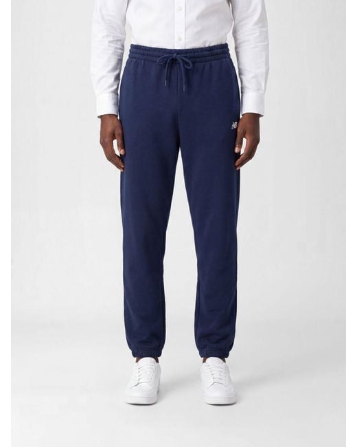 New Balance Blue Slim Fit Cotton Jogging Pants With Drawstring Waist for men